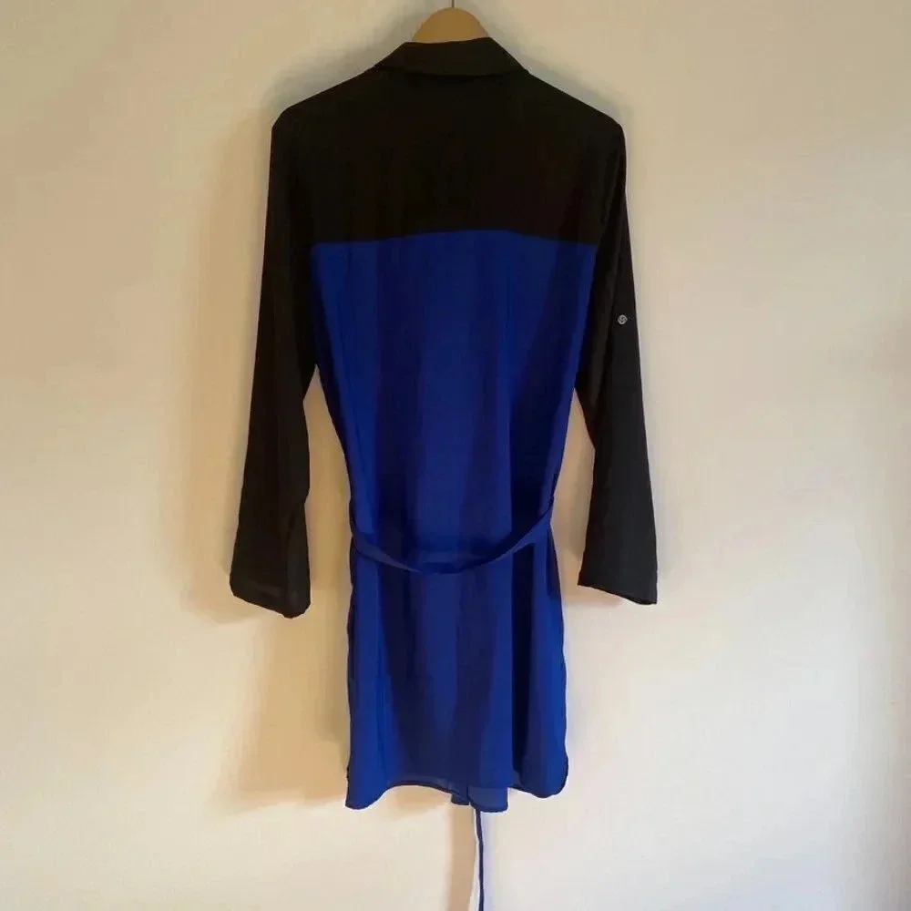 Black and Blue Button Down Shirt Dress - Picture 10 of 13